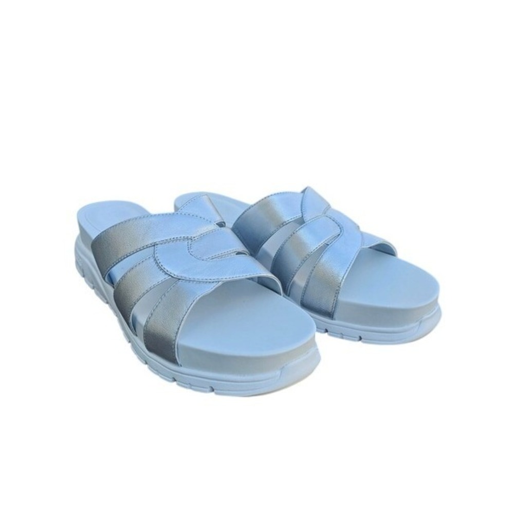 Cole Haan Zerogrand Slide Sandals Womens 9B Silver Metallic Platform Comfort ~